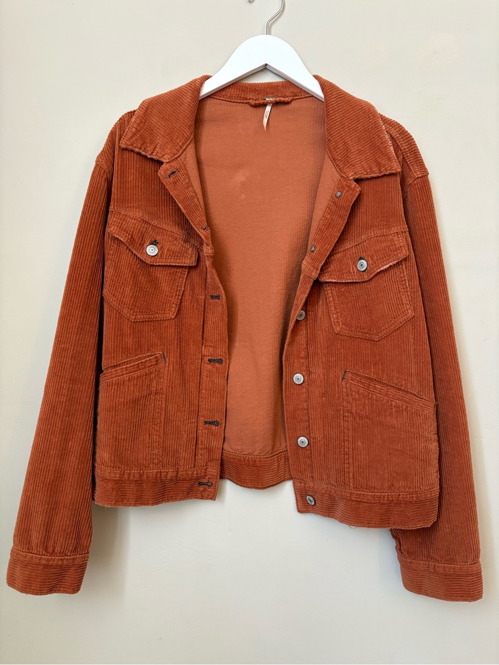 Free People Rust Corduroy Button-Front Jacket